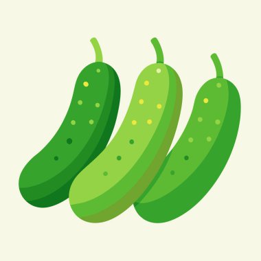 Üç gevrek, yeşil salatalık turşusunun canlı çizimi. İnternet siteleri, yemek kitapları ya da yeni, sağlıklı ve iştah açıcı bir görüntüye ihtiyaç duyan yemek blogları için mükemmel. Çeşitli uygulamalar için uygun basit, düz tasarım. Yüksek kaliteli grafik sulu tasvir eder, 