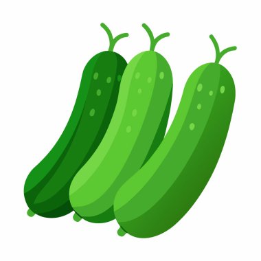 Saf beyaz arka planda izole edilmiş üç taze yeşil salatalık. Mutfak, sağlık ya da bahçe temalı tasarımlar için mükemmel. Web siteleri, ambalajlar ya da tarif çizimleri için ideal. Yüksek çözünürlüklü görüntü canlı renkler ve detaylı t