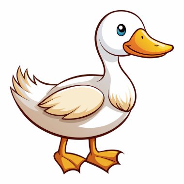 Çocuk kitapları, web siteleri ve tebrik kartları için mükemmel bir çizgi film ördek çizimi. Parlak turuncu gagası ve ayakları olan tüylü sarı ve beyaz bir ördek yavrusu. Bir y 'yi hedef alan projeler için ilginç ve büyüleyici tasarım unsuru