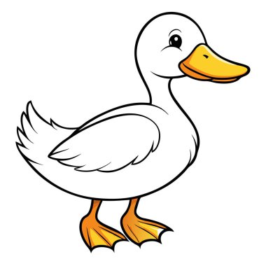 Tüylü beyaz tüyleri olan sevimli çizgi film ördekleri, çocuk kitapları, web siteleri ya da markalaşma için mükemmel. Bu neşeli, eğlenceli illüstrasyon basit ama çekici, maskot ya da logo olarak ideal. Yüksek çözünürlüklü vektör grafiği net ve net bir görüntü sağlar