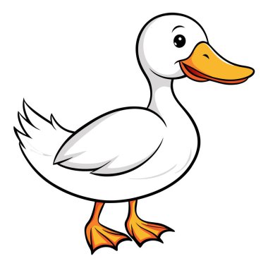 Büyüleyici beyaz ördek çizimi, çocuk kitapları, çiftlik temalı projeler ya da web siteleri için mükemmel. Bu neşeli, dost canlısı ördek karakteri vektör grafiği, çeşitli kullanımlar için kolayca ölçeklenebilir. Basit ama sevimli bir tasarım elementi.