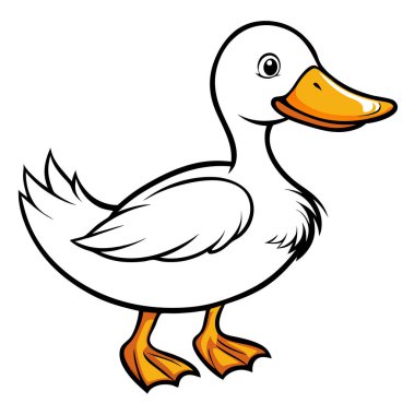 Çocuk kitapları, web siteleri ve eğitici materyaller için mükemmel beyaz ördek çizimi. Bu neşeli vektör grafiği beyaz bir arkaplanda izole edilmiş şirin, basit bir tasarımı içeriyor. Taze çiftlik gübresi eklemek için ideal.