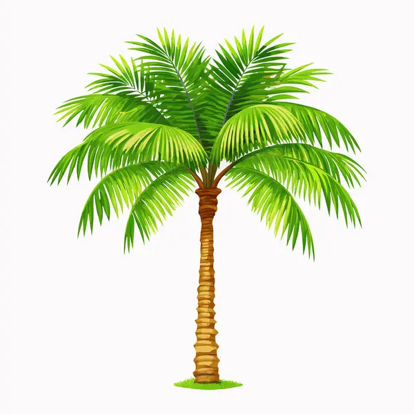 Canlı yeşil hindistan cevizi palmiyesi, beyaz arka planda izole edilmiş. Seyahat broşürleri, yaz tasarımları ya da verimli bir tropikal his gerektiren her proje için mükemmel. Yüksek çözünürlüklü görüntü detaylı yapraklar ve gerçekçi bir güneş ışığı etkisi sergiliyor. İdeal