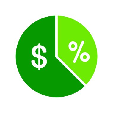 Finansal büyüme ve karlılığı gösteren canlı bir yeşil pasta grafiği. İş, finans, yatırım ve ekonomik analizle ilgili sunumlar, raporlar ve web siteleri için idealdir. Yüzde verilerini ve dolar işaretlerini açıkça gösterir