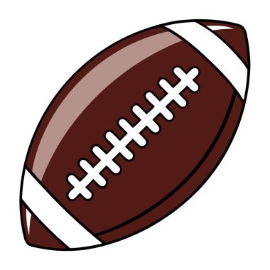 Amerikan futbolunun basit bir çizgi film ikonu grafiği. Web siteleri, uygulamalar ve sunumlar için mükemmel. İzole edilmiş vektör illüstrasyonunda beyaz arka planda beyaz bağcıklı kahverengi bir deri futbol topu yer almaktadır. Sporla ilgili tasarımlar için ideal