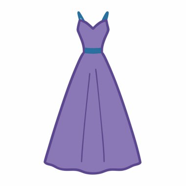 Mor balo elbisesinin zarif bir temsili. Moda tasarımı, düğün, balo ya da parti teması için mükemmel. Uzun, zarif bir siluet ve basit kayışlar. Davetiyeler, web siteleri veya giyim tasarımı projeleri için idealdir. Bu kadınsı ve b