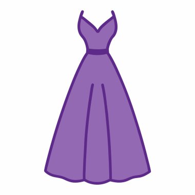 Zarif, uzun mor bir gece elbisesinin çarpıcı bir çizimi. Moda, düğün, balo ya da özel durumlar için mükemmel. Zarif siluet ve sofistike tasarım bu vektör resmini davetler, web siteleri veya herhangi bir proje için ideal hale getirir 