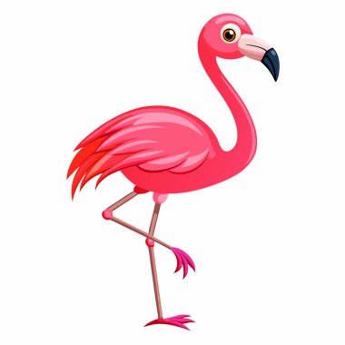 Şirin flamingo çizimi, yaz tasarımları için mükemmel. Canlı pembe, vektör sanatı. İnternet siteleri, tebrik kartları, çocuk kitapları ve giyim için ideal. Beyaz arka planda oyuncu, dost canlısı bir flamingo karakteri var. Yüksek çözünürlük