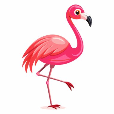 Şirin, çizgi film tarzı pembe flamingo çizimi, yaz tasarımları için mükemmel. Bu canlı vektör grafiği, projelerinize biraz tropikal zarafet katmak için ideal beyaz zemin üzerinde izole edilmiş neşeli bir flamingoyu içeriyor. Mutlu kuş bir...