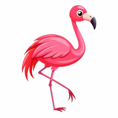 Sevimli pembe flamingo çizimi, yaz tasarımları, web siteleri ve çocuk projeleri için mükemmel. Beyaz arka planda izole edilmiş neşeli, canlı bir kuş. Yüksek kalite vektör grafiği, baskı ve dijital kullanım için ideal. Çok şirin, Hap.