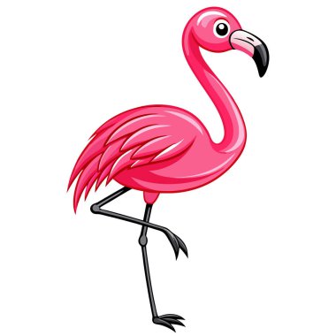 Neşeli pembe bir flamingo karikatürü, yaz tasarımları için mükemmel. Bu canlı vektör illüstrasyonu, internet siteleri, broşürler veya çocuk ürünleri için ideal, tropikal bir ortamda neşeli bir kuş içerir. Şirin ve renkli tasarım kolayca ölçeklenebilir ve... 