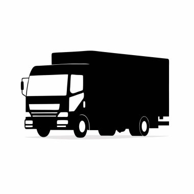 Bir teslimat kamyonunun siyah silueti, kargo taşımacılığı, lojistik ve nakliye için ideal. İnternet siteleri, sunumlar ya da herhangi bir proje için mükemmel. Temiz, profesyonel bir grafik tasvir servisi, nakliye, o