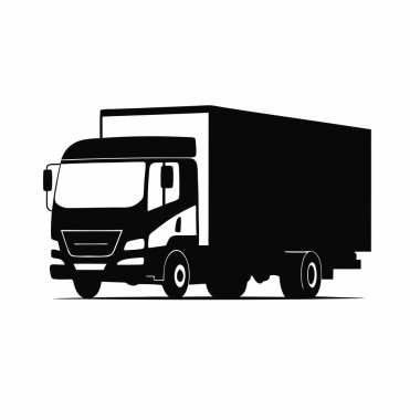 Ulaşım, lojistik, nakliye ve teslimat hizmetlerini temsil etmek için ideal, simsiyah bir kamyon silueti. İnternet siteleri, sunumlar ve modern grafik gerektiren pazarlama materyalleri için mükemmel. Vektör biçimi
