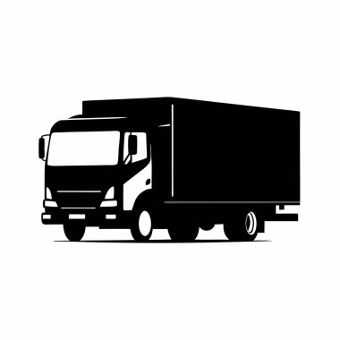 Lojistik, nakliye ve dağıtım hizmetleri siteleri ya da uygulamaları için mükemmel olan basit, siyah-beyaz bir kamyon ikonu. Ulaşım, nakliye ve kargo için ideal. Ticari kullanım için uygun temiz tasarım unsuru. Monoch