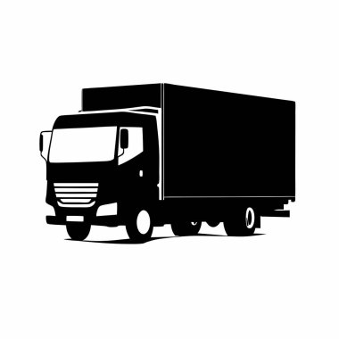 Dağıtım, nakliye, lojistik veya ulaşım için ideal, parlak siyah bir kamyon silueti. Temiz ve modern estetik gerektiren web siteleri, sunumlar ya da grafik tasarım projeleri için mükemmel. Monokrom tasarımı çok yönlü.