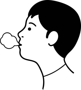 Soğuk kış havasında soğuk nefes veren bir çocuğun basit bir sanat vektör çizgisi çizimi. Kış temaları, sağlık ve refah kavramları ya da çocuk çizimleri için mükemmel. Siyah ve beyaz grafik, çeşitli projeler için kolayca ölçeklenebilir. Uygun.