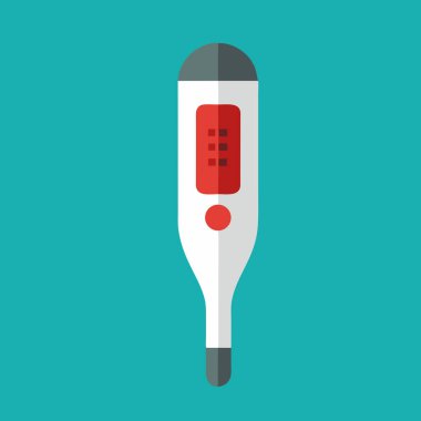 Dijital termometreyi tasvir eden, sağlık, sağlık ve sağlık siteleri ve uygulamaları için mükemmel bir tasarım ikonu. Vektör grafiği basit ve modern bir stile sahiptir ve çeşitli renk şemalarında mevcuttur. Resmetmek için ideal 