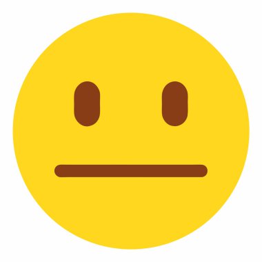 Sarı daire nötr yüz emoji ikonunun basit, düz vektör çizimi. Web siteleri, uygulamalar ve sosyal medya için mükemmel, bu minimalist tasarım nötr bir ifade ya da duygusuz bir duygu iletir. İlgisizliği, ilgisizliği ya da... 