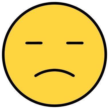 Basit, çizgi film tarzı sarı bir yüz ifadesi hayal kırıklığını ifade ediyor. Çevrimiçi iletişim, web siteleri ve sosyal medyada üzüntü, hüsran ve hoşnutsuzluğu göstermek için mükemmel. Bu kolayca tanınabilen simge uygulamalar, web siteleri ve g için idealdir