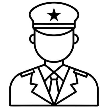 Üniformalı bir askeri resmedilmiş temiz bir sanat simgesi. Profesyonel ve kolayca ölçeklenebilir vektör grafiği gerektiren askeri siteler, sunumlar veya uygulamalar için mükemmel. Çeşitli rütbe rütbe işaretleri seçenekleri içerir. Kullanım için ideal