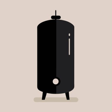 Silindirik siyah bir endüstriyel depolama tankının gösterişli, minimalist çizimi, bira fabrikası veya imalat için ideal. İnternet sitesi afişleri, bilgi grafikleri ya da modern estetik gerektiren teknik belgeler için mükemmel. Tozu temsil eder