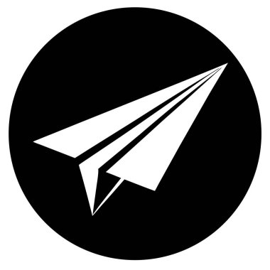 Siyah bir dairedeki kağıt uçağın temiz, minimalist vektör simgesi. Web tasarımı, uygulama arayüzleri ya da seyahat, iletişim ya da hızı temsil eden basit, modern bir grafik gerektiren markalaşma projeleri için mükemmel. Yüksek çözünürlüklü, kolayca ölçeklenebilir vektör