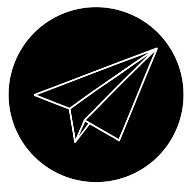 Minimalist daire tasarımında parlak siyah kağıt uçak ikonu. Basit, modern bir seyahat ya da iletişim sembolüne ihtiyaç duyan internet siteleri, uygulamalar ya da sunumlar için mükemmel. Yüksek çözünürlüklü vektör grafiği, kalite kaybı olmadan kolayca ölçeklenebilir. Vario için ideal