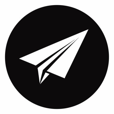 Pürüzsüz, minimalist kağıt uçak ikonu, siyah dairesel bir arka plan üzerine kurulmuş. Seyahat, iletişim ya da hızı temsil eden temiz ve modern bir tasarım unsuruna ihtiyaç duyan internet siteleri, uygulamalar ya da markalaşma projeleri için mükemmel. Yüksek çözünürlüklü vektör grafik av