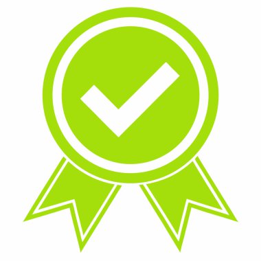 Yeşil işaretli bir rozetin yüksek kalite tasviri, onay, sertifika, başarı ve kaliteyi temsil etmek için mükemmel. Onaylamayı simgeleyen temiz ve modern bir tasarım öğesine ihtiyaç duyan web siteleri, sunumlar ve pazarlama malzemeleri için ideal