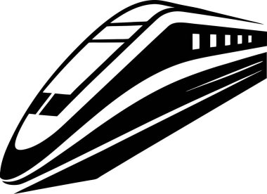 Şık, modern vektör ikonu yüksek hızlı bir tren tasvir ediyor, ulaşım, seyahat ve teknoloji kavramları için mükemmel. Monokrom tasarımı çeşitli uygulamalar için çok yönlüdür, hız, verimlilik ve geleceksel seyahat. Web siteleri için ideal,