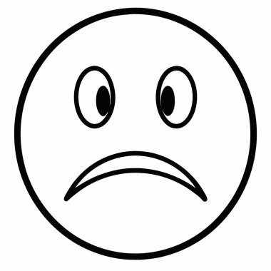 Üzgün bir ifadenin basit, siyah-beyaz bir gösterimi. Tasarımlarda, web sitelerinde ya da sunumlarda üzüntü, hayal kırıklığı ya da olumsuz duyguları temsil etmek için mükemmel. Minimalist çizgi film stili onu çok yönlü ve kolayca adapte edilebilir kılıyor. Yüksek reso