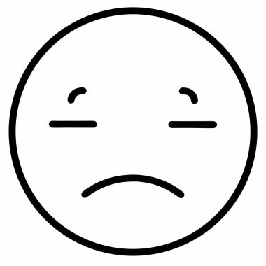 Hayal kırıklığına uğramış bir emoji yüzünün minimalist çizgisi. Web siteleri, uygulamalar ya da sosyal medya paylaşımları için üzüntü ya da mutsuzluğun basit ama anlamlı bir temsiline ihtiyaç var. Vektör grafiği kolayca ölçeklenebilir ve varlığa adapte edilebilir.