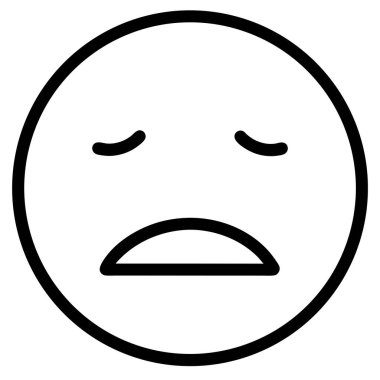 Üzgün surat emojisinin minimalist çizgisi. Tasarımlarda, web sitelerinde ya da uygulamalarda mutsuzluk, depresyon ya da hayal kırıklığını temsil etmek için mükemmel. Basit, siyah ve beyaz vektör grafiği, her proje için kolayca ölçeklenebilir..