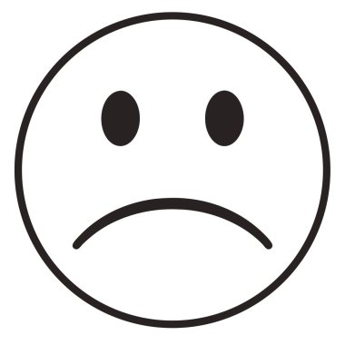 Üzgün yüz ifadelerinin basit, minimalist, siyah beyaz vektör çizimi. Olumsuz duyguları, geri bildirimi veya sosyal medya gönderilerinde, web sitelerinde veya grafik tasarımlarda düşük reytingleri ifade etmek için mükemmel. V için uygun temiz ve kolayca ölçeklenebilir tasarım
