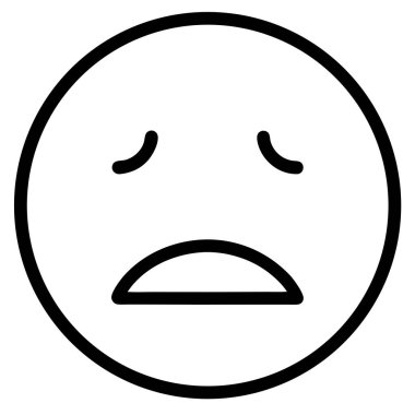 Üzgün surat emojisinin basit, minimalist bir sanat çizgisi çizimi. Tasarımlarda, web sitelerinde ya da uygulamalarda olumsuz duyguları ifade etmek için mükemmel. Siyah ve beyaz vektör grafiği kolayca ölçeklenebilir ve çeşitli projelere uyarlanabilir. Sosyal medya için ideal
