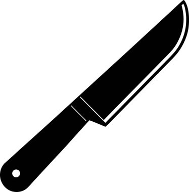 Basit, minimalist siyah beyaz vektör ikonu grafiği mutfak bıçağı, yemek siteleri, tarif blogları, restoran menüleri ya da gıda hazırlığının temiz ve keskin bir sembolüne ihtiyaç duyan herhangi bir tasarım projesi için mükemmel. Logo ögesi olarak kullanmak için ideal.