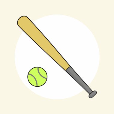 Beyzbol sopası ve topun basit bir çizimi. İnternet siteleri, uygulamalar ya da beyzbol, softball ya da yaz sporlarıyla ilgili pazarlama materyalleri için mükemmel. Bu vektör grafik düz bir tasarım tarzına sahiptir ve çeşitli renk seçeneklerinde mevcuttur. Ben...