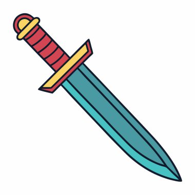 Canlı bir çizgi film tarzı hançer, fantezi oyunu için mükemmel. Mavi, kırmızı ve altın aksanlı renkli bir tasarım. Kullanıcı Arayüzü oyunu, uygulama simgeleri ya da standalon grafik ögesi olarak ideal. Çeşitli uygulamalar için uygun yüksek çözünürlüklü resimleme