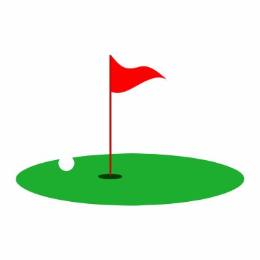 Golf sahası bayrağının golf sahası yeşili üzerindeki basit bir çizimi. Web siteleri, broşürler ya da golfle ilgili herhangi bir tasarım projesi için mükemmel. Temiz, minimalist tarzda, beyaz bir geçmişi var. Golf sahalarını, turnuvaları ya da sporu temsil etmek için ideal. 