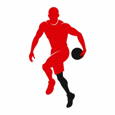Kırmızı bir basketbolcunun hareketli silueti salya akıtıyor. Spor temalı tasarımlar, logolar ya da güçlü bir imaja ihtiyaç duyan web siteleri için mükemmel. Yüksek kalite vektör grafiği, çeşitli uygulamalar için kolayca ölçeklenebilir. Takım markası için ideal.