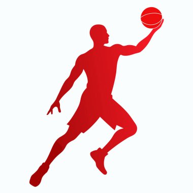 Kırmızılı bir basketbolcunun dinamik silueti güçlü bir atış yapıyor. Sporun enerji ve atletizmini yakalar, spor temalı tasarımlar, web siteleri veya pazarlama malzemeleri için mükemmeldir. Yeteneği, rekabeti ve takibi resmediyor. 