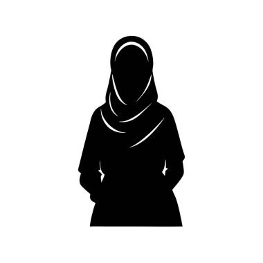 Başörtüsü takan Müslüman bir kadının zarif silueti. Mütevazilik, inanç ve modern İslami modayı temsil etmek için mükemmel. Tarz ve kültür açısından hassas bir imaj gerektiren web siteleri, bloglar ve tasarım projeleri için idealdir. Yüksek kaliteli vektör grafiği