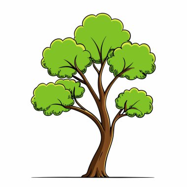 Canlı yeşil bir yaprak döken ağacın tuhaf bir çizimi, çocuk kitapları, eğitici materyaller ya da kaprisli tasarımlar için mükemmel. Projelerinize kolayca entegre olabilmek için beyaz arka planda izole edilmiş. Ölçeklenebilir, yüksek kaliteli vektör dosyası