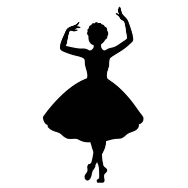 Zarif dans pozisyonu almış siyah beyaz bir balerin silueti. Klasik, sanatsal bir his gerektiren projeler için mükemmel. İnternet siteleri, broşürler ve dans, sanat veya kadınsı güzellikle ilgili davetiyeler için ideal. Yüksek çözünürlüklü vektör gra