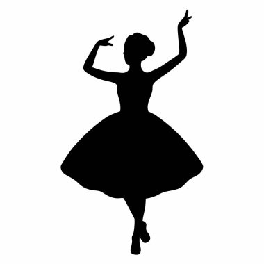 Klasik pozisyondaki zarif bir balerinin minimalist siyah beyaz silueti. Zarif ve sanatsal bir dokunuşa ihtiyaç duyan projeler için mükemmel. Dans stüdyoları, web siteleri ya da basit ama sofistike bir görüntü gerektiren sanatsal tasarım projeleri için idealdir. V