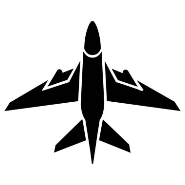 Yukarıdan görülen bir uçağın basit siyah siluet simgesi. Web sitesi tasarımı, uygulama arayüzleri, seyahat broşürleri ya da temiz ve minimal uçak grafiği gerektiren her proje için mükemmel. Yüksek çözünürlüklü vektör çizimi, kayıp olmadan kolayca ölçeklenebilir