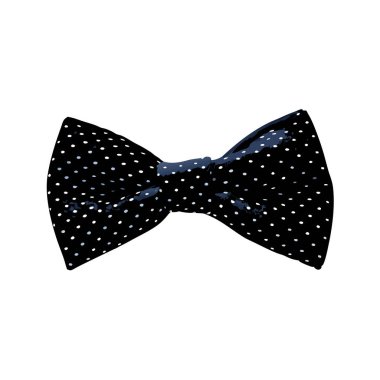 Çıtır beyaz puantiyeli klasik siyah papyon. Resmi etkinlikler, düğünler ya da herhangi bir kıyafete sofistike bir tarz katmak için mükemmel. Beyaz arka planda yüksek çözünürlüklü bir stüdyo çekimi, e-ticaret ya da moda yayınları için ideal. Şık