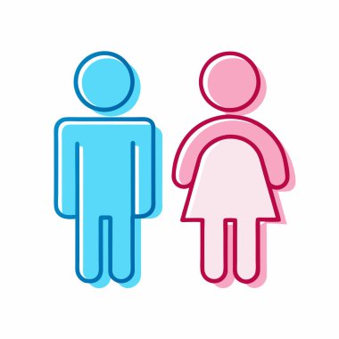 Erkek ve kadın vektör illüstrasyonu beyaz arkaplanda izole edildi