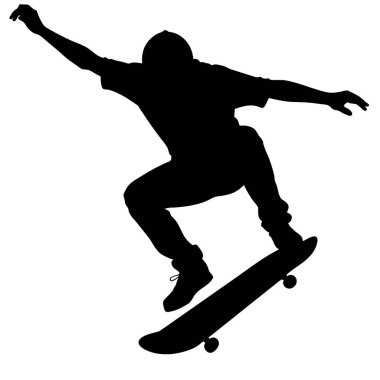 Kaykaycı silueti beyaz arka planda izole edildi. vektör