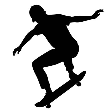 Kaykaycı silueti beyaz arka planda izole edildi. vektör illüstrasyonu.